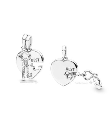 CHARM COLGANTE PANDORA CORAZÓN Y LLAVE DE MEJORES AMIGAS. 398130.