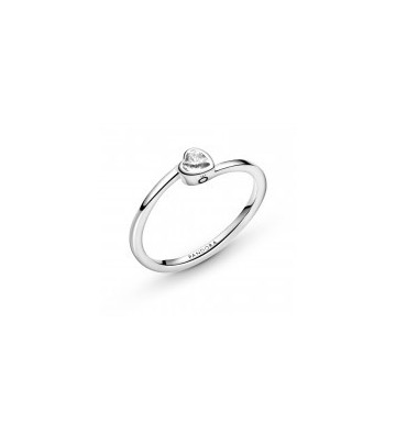 ANILLO PANDORA CORAZÓN SOLITARIO TRANSPARENTE INCLINADO. 199267C02.