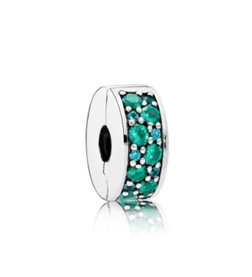 CLIP PANDORA ELEGANCIA BRILLANTE MOSAICO VERDE AZULADO. 791817MCZMX.