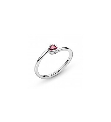ANILLO PANDORA CORAZÓN SOLITARIO ROJO INCLINADO. 199267C01.