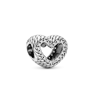 CHARM PANDORA CORAZÓN EN FILIGRANA CADENA DE SERPIENTE. 799100C01.