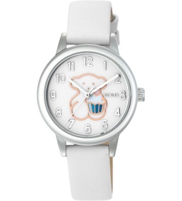 RELOJ TOUS NEW MUFFIN DE ACERO CON CORREA DE PIEL BLANCA. 000351430