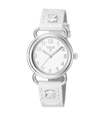 RELOJ TOUS BABY BEAR DE ACERO CON CORREA DE PIEL BLANCA. 500350175