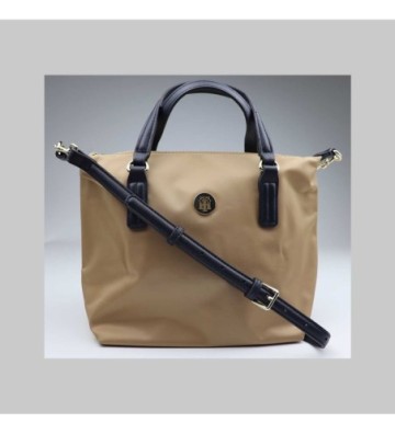 BOLSO BANDOLERA TOMMY HILFIGER POPPY SMALL TOTE CLASSIC KHAKI. AW0AW07954 RBL